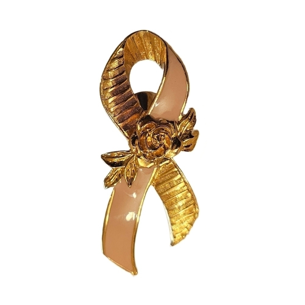 Vtg AVON 1993 Signed "Better Breast Care Ribbon" Pin